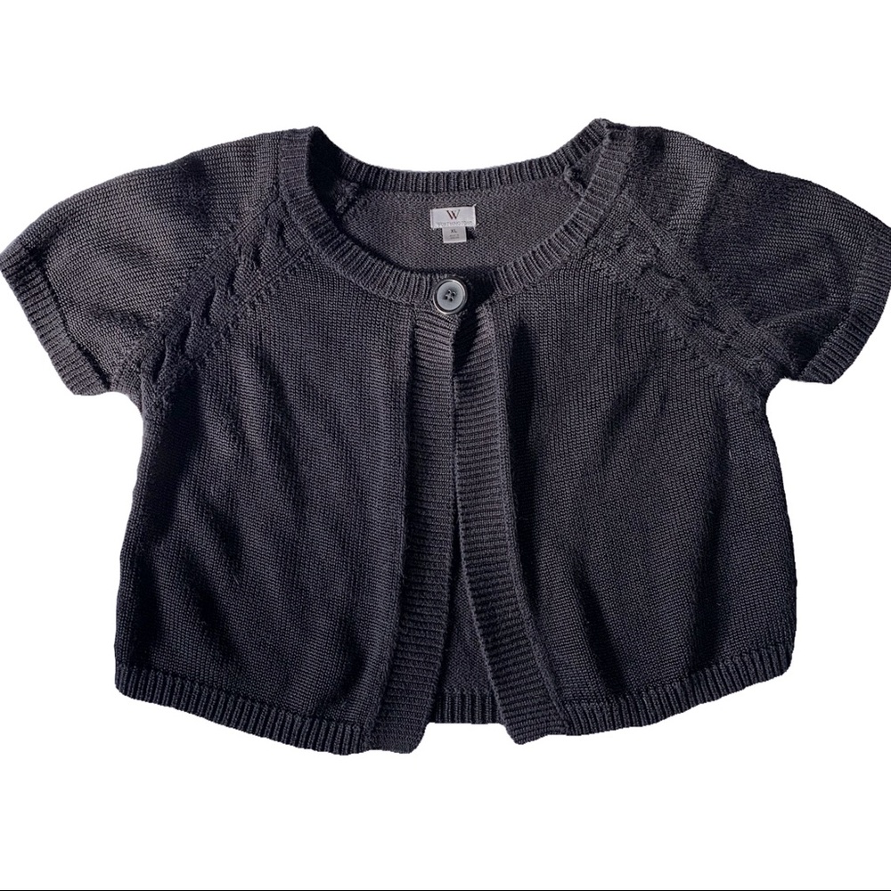 Black Short sleeve Button knitt ribbed crop top